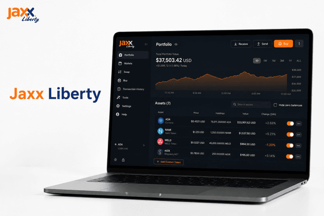 cardano jaxx wallet for managing ADA in a portfolio