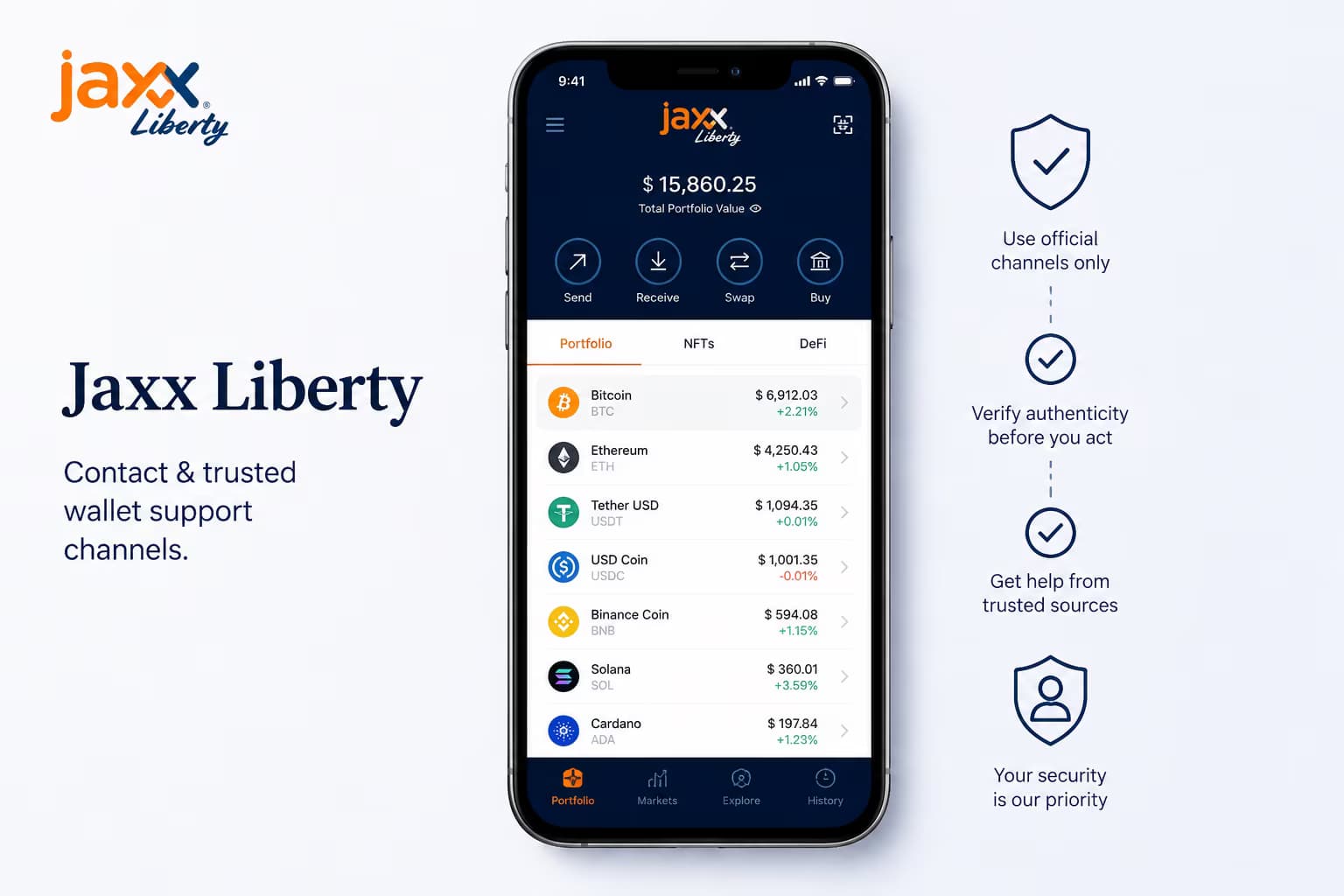 Trusted contact verification flow for Jaxx Liberty wallet support