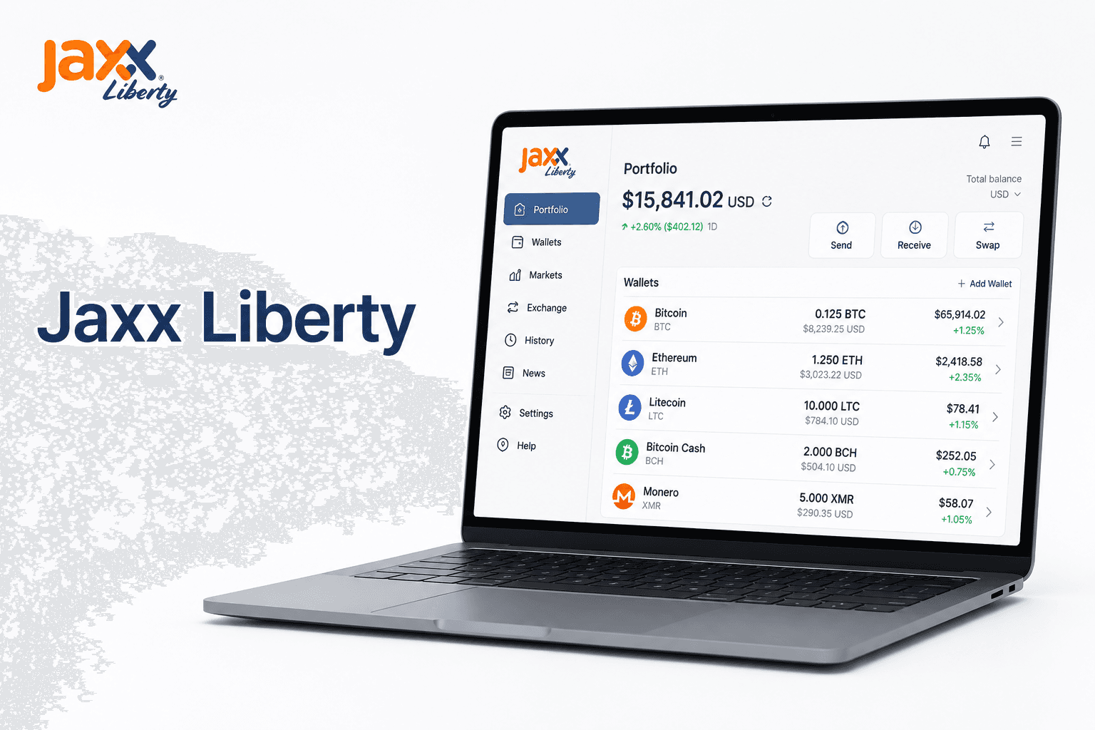 jaxx wallet extension with a device and wallet interface