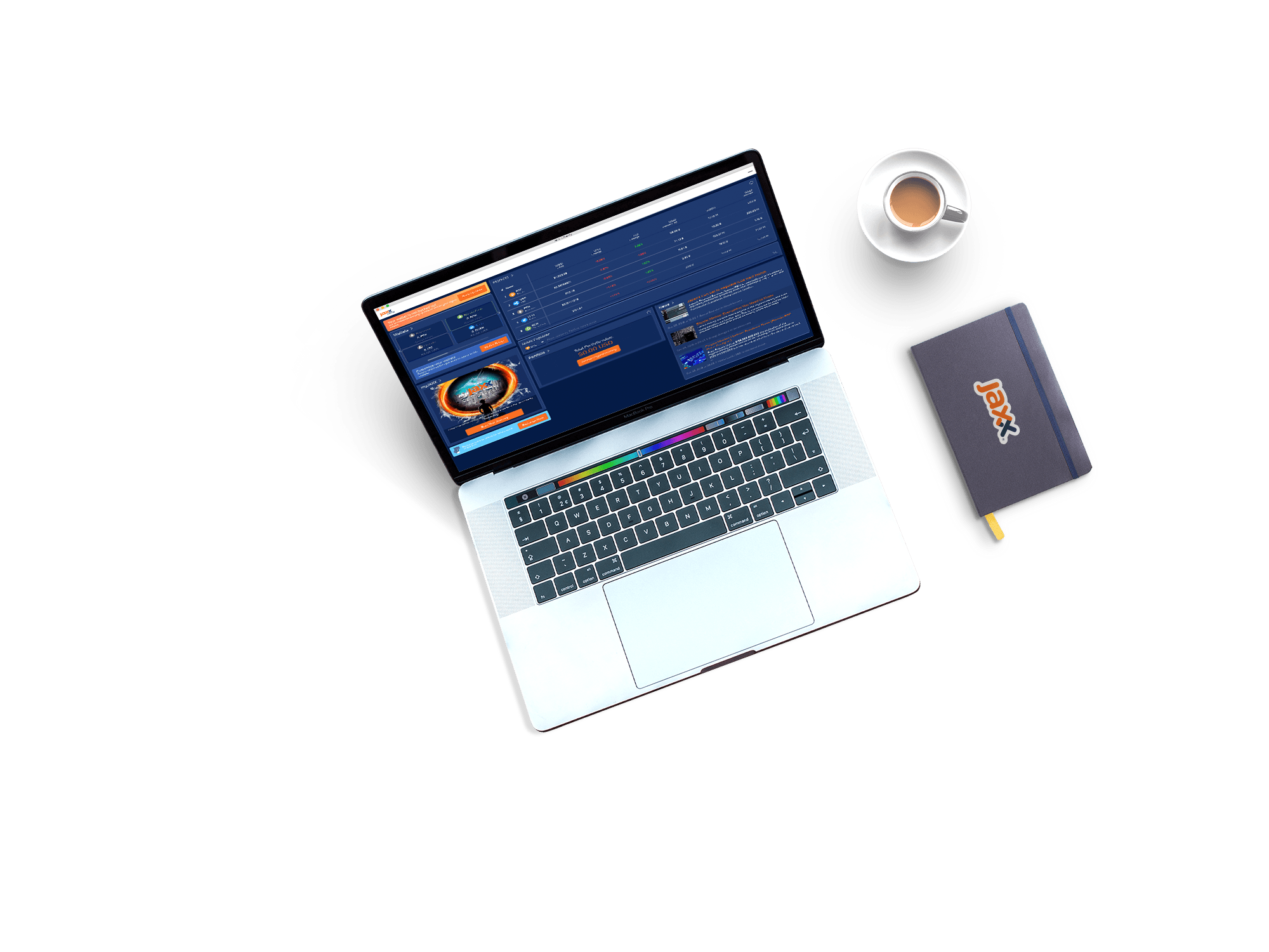 A laptop showing how you can check your asset balance, track individual coins and tokens, and follow value changes.